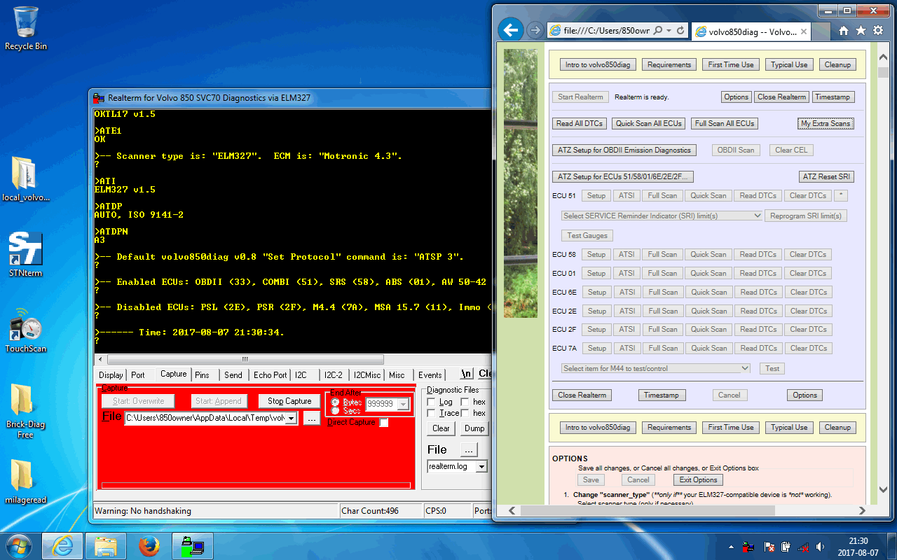 volvo850diag_v0_8_snapshot_07_after_clicked_Options_ECU_7A_Motronic_4.3_Save_Yes_Start_Realterm_then_waited_several_sec.png