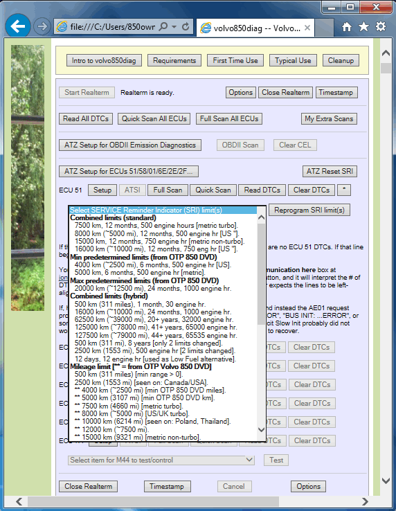 volvo850diag_v0_8_snapshot_11_after_clicked_Read_DTCs_then_downarrow_Select_SERVICE_Reminder_Indicator_(SRI)_limit(s).png