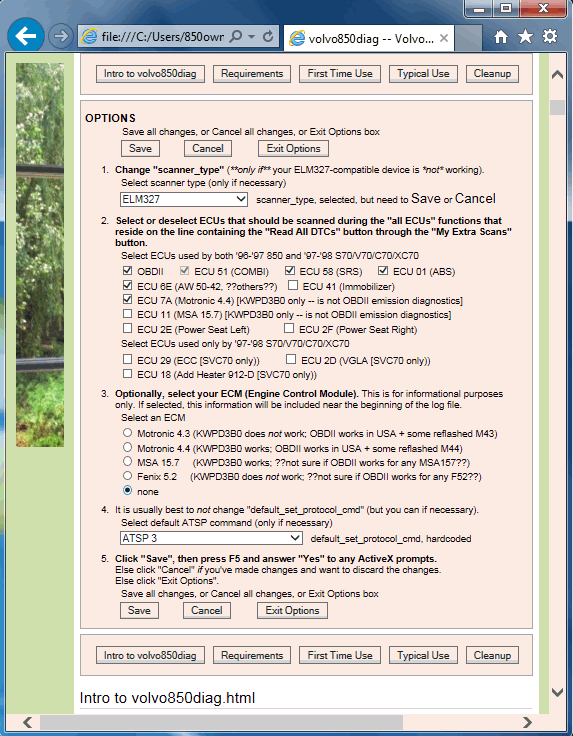 volvo850diag_v0_8_snapshot_23_after_changed_options_back_to_v0_8_distributed_defaults_(but_not_clicked_Save_yet).png